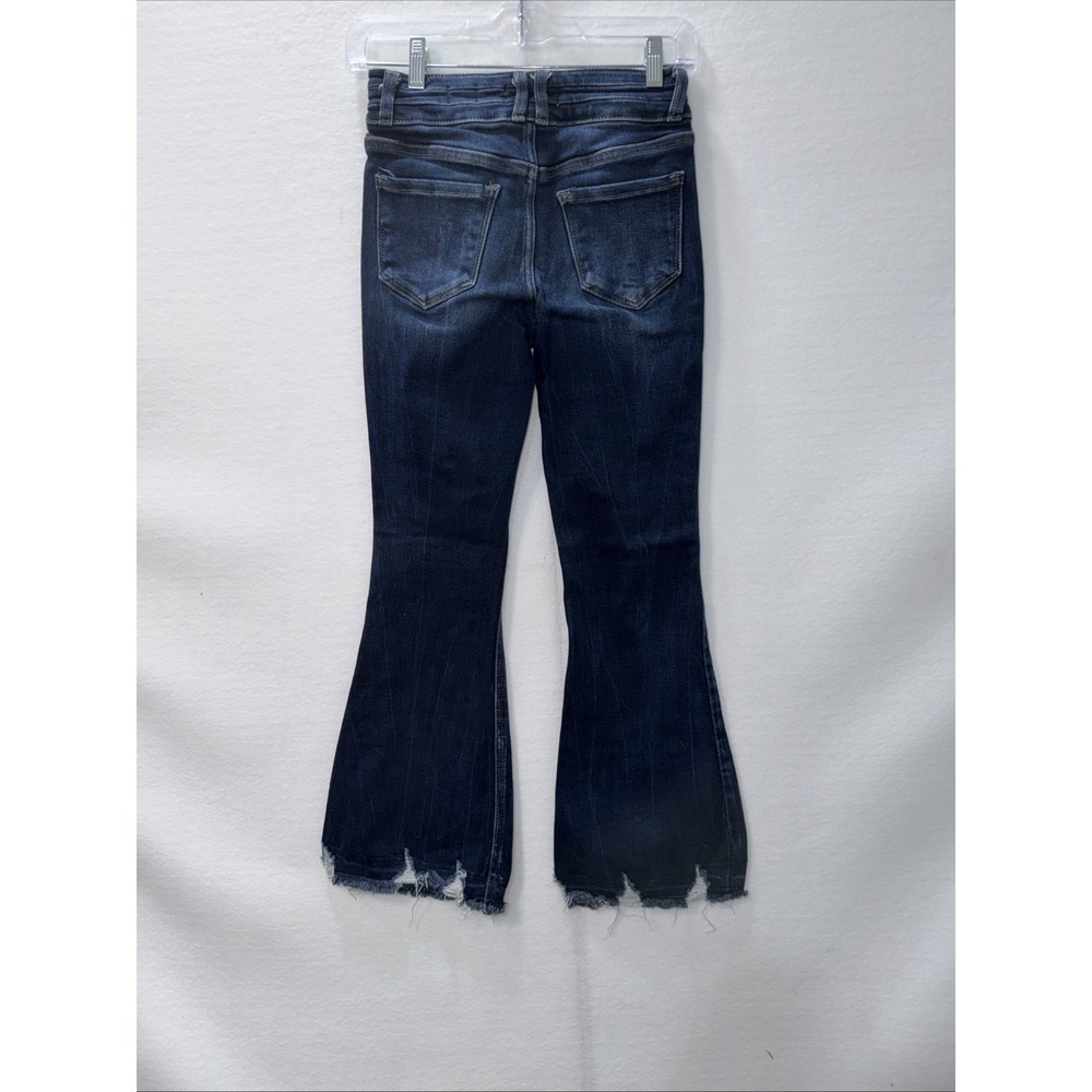 Kancan High Rise Raw Hemmed Flare Leg Distressed Denim Jeans 144635 Size 12 - Picture 12 of 12